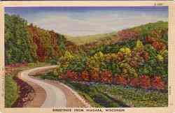 Greetings from Niagara Wisconsin Postcard 