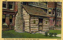 John Neely Bryan Cabin Court House Lawn Postcard