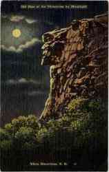 Old Man of the Mountain by Moonlight White Mountains, NH Postcard Postcard