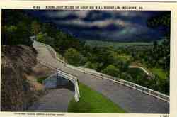 Moonlight Scene of Loop on Mill Mountain Postcard