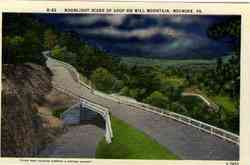 Moonlight Scene of Loop on Mill Mountain Roanoke, VA Postcard Postcard