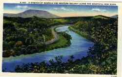 Stretch of Norfolk and Western Railway Along New River Postcard