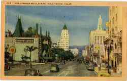 Hollywood Boulevard California Postcard Postcard