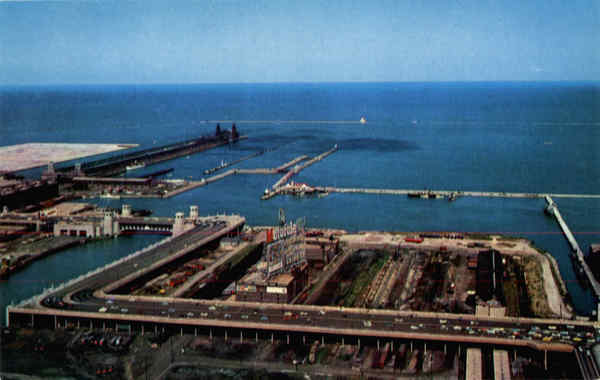 Outer Drive Link Bridge and Lake Front Chicago Illinois