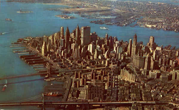 Lower Manhattan Skyline From The Air New York City