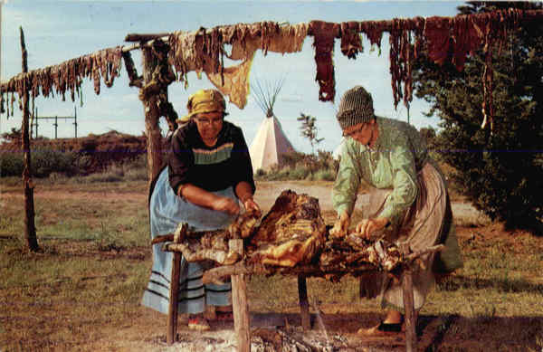 Indian Women Making Jerky Native Americana