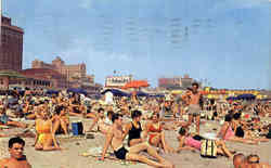 Beach Scene at Atlantic City Postcard