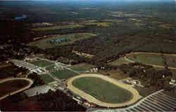 Aerial view of the superb racing lay-out showing the Saratoga Raceway Postcard