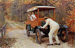 Cranking an Old Timer Postcard