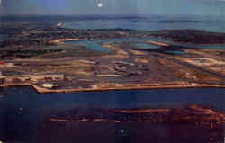 Aerial View of Logan International Airport Boston, MA Postcard Postcard