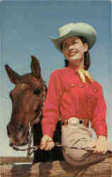 Riding Habit Western Style Cowgirl and Horse Postcard