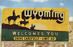 Wyoming Welcomes You Scenic, WY Postcard Postcard
