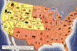 Map of Your America Showing Territory Served by the Union Pacific Railroad Postcard