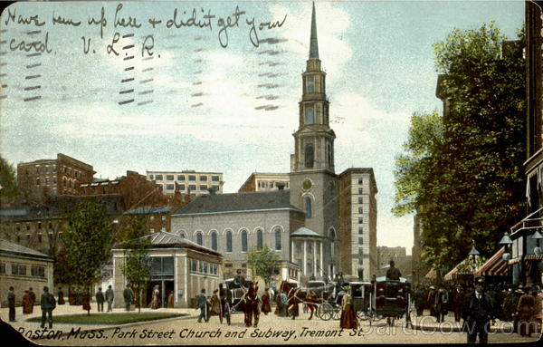Park Street Church And Subway, Tremont Street Boston Massachusetts