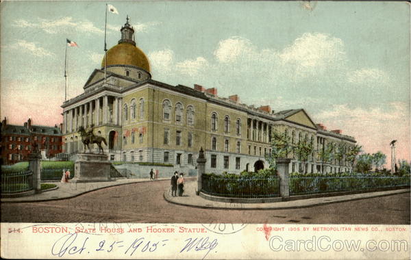 State House And Hooker Statue Boston Massachusetts