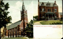 St. Vincent De Paul'S Church And Rectory Pontiac, MI Postcard Postcard