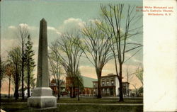 Hugh White Monument and St. Paul's Catholic Church Postcard