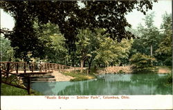 Rustic Bridge - Schiller Park Columbus, OH Postcard Postcard