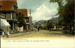 Public Libreary And Main St Postcard