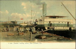 Steamer loading cotton Postcard