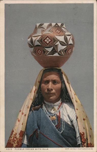 Pueblo Indian with Olla Native Americana