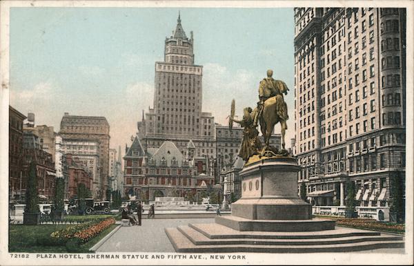 Plaza Hotel, Sherman Statue and Fifth Ave. New York