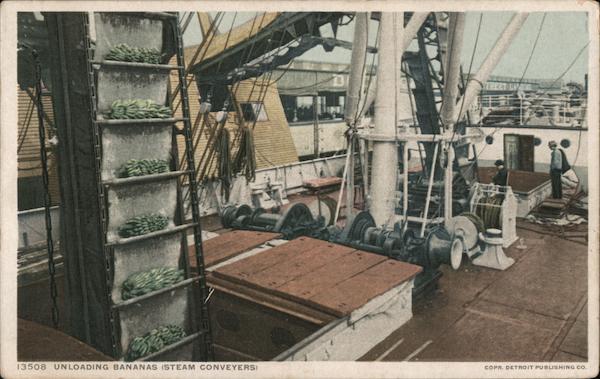 Unloading Bananas on Steam Conveyors Boats, Ships