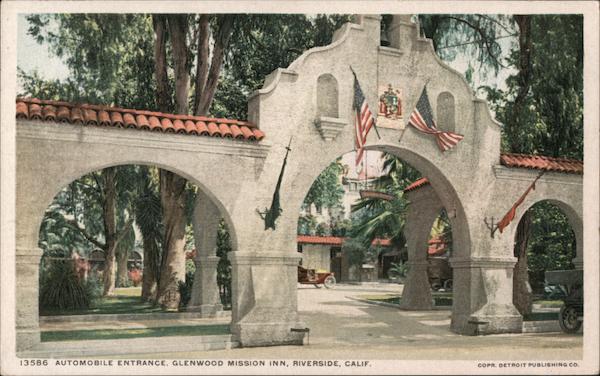Automobile Entrance of Glenwood MIssion Inn Riverside California