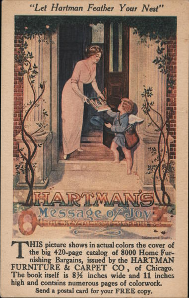 Let Hartman Feather Your Nest - Advertisement for Hartman Furniture & Carpet Co. Chicago Illinois
