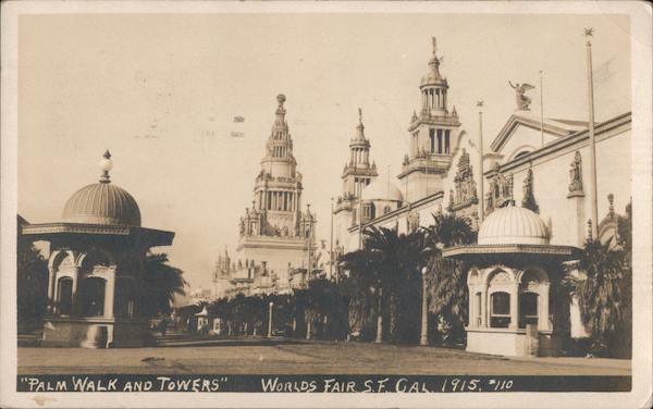Palm Walk and Towers San Francisco California 1915 Panama-Pacific International Exposition (PPIE)