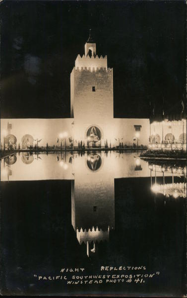 Night Reflections - 1928 Pacific Southwest Exposition Long Beach California