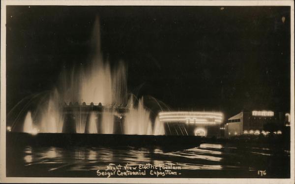 Night View Electric Fountain Sesqui-Centennial Exposition 1926 Philadelphia Pennsylvania