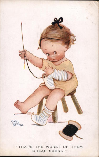 Children knitting Mabel Lucie Attwell