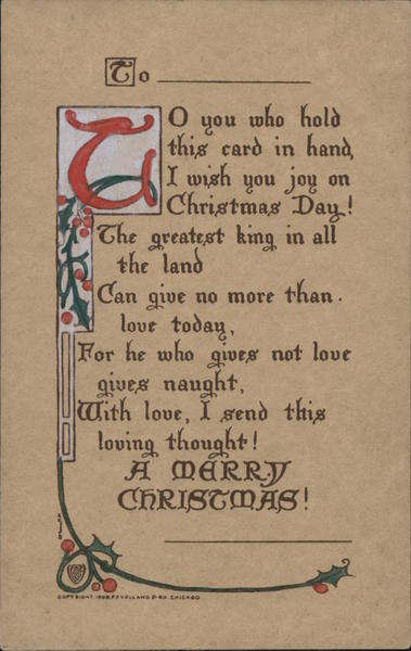 To You Who Hold This Card In Hand, I Wish You Joy On Christmas Day! The Greatest King In All The Land