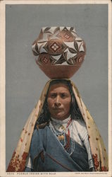Pueblo Indian with Olla Native Americana Postcard Postcard Postcard