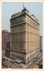 Exterior of Book-Cadillac Hotel Postcard