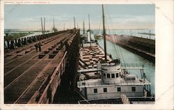 Steamer loading at North Shore Railway Docks Marquette, MI Detroit Photography Co. Postcard Postcard Postcard