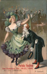 A Gallant at the carnival, San Francisco Portola Festival 1909 Postcard