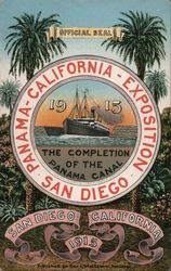 The Completion of The Panama Canal San Diego, CA 1915 Panama-California Exposition Postcard Postcard Postcard