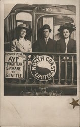 Attendees of Exposition (two women and one man) Postcard