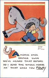 Children And A Horse Postcard