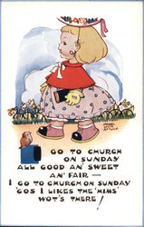 Children going to the church Mabel Lucie Attwell Postcard Postcard Postcard