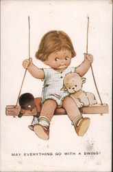 May everything go with a swing! Children Postcard Postcard Postcard