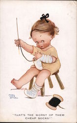 Children knitting Postcard