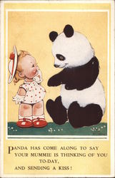 Panda and Toddler Girl Mabel Lucie Attwell Postcard Postcard Postcard