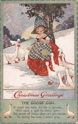 Christmas Greetings The Goose Girl It Must Be Nice To Be A Goose, With Such A Girl To Tend To You- Postcard