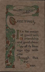 Greetings. It Is The Season Of Good Will, Of Friendship And Good Cheer. May All Its Blessings Stay With You. Postcard