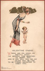 Valentine O'Mine, Where Are You Going, My Pretty Maid? I'm Sending This Question To Greet You; And If You Tell Me Postcard