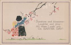 Sunshine and Blossoms Laughter and Play All These I Wish You On Easter Day Postcard