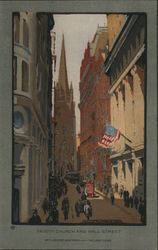 Trinity Church and Wall Street - an illustration of the location Postcard
